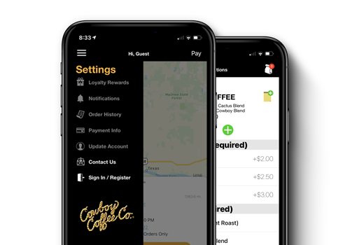Phone Using Cowboy Coffee App